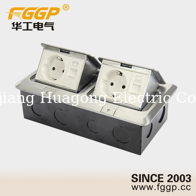 Zinc Copper Alloy Floor Outlet Box Power Socket 100 X 100 X 55mm Silver Electrical