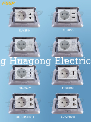 Ground Silver Waterproof Pop Up Floor Outlet CE Pass Rj45 Socket Aluminium Alloy