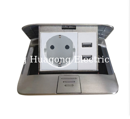 250V Pop Up Floor Outlet Box GCC Pass Plug Socket With USB Charger