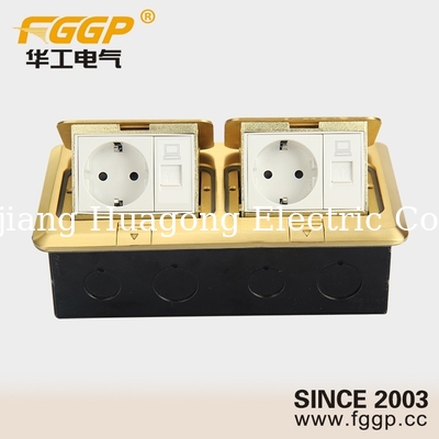 Ground 15A Floor Power Socket Outlet Box Zinc Alloy Electrical 2 Network