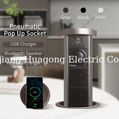 13A  250V Pneumatic Rise Pop Up Desktop Socket For Kitchen Counter Spill Proof 2  Ways Power Ou