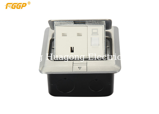 Silver Panel GCC Certificate Pop Up Floor Socket 13A 250V UK Standard For Hotel