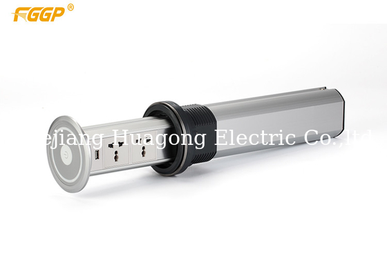 IP44 Protected Kitchen Countertop Pop Up Power Station With 2 Universal Power Outlet  And USB