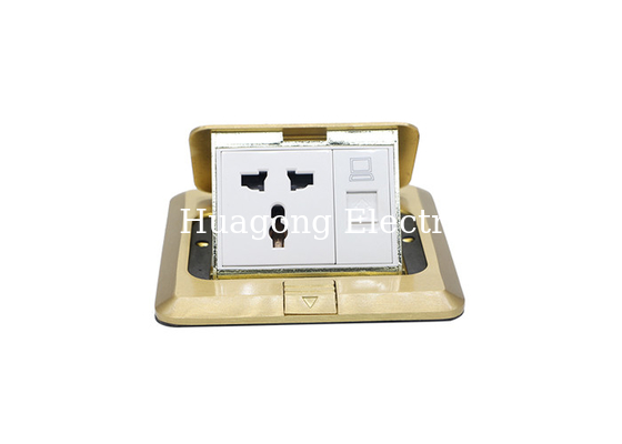 IP20 Universal RJ45 Floor Socket Golden Polishing Panel Space - Saving Design