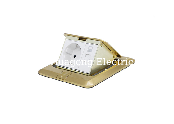 16A 250V RJ45 Floor Socket , Brass Alloy Floor Outlets In Concrete / Wooden Floor