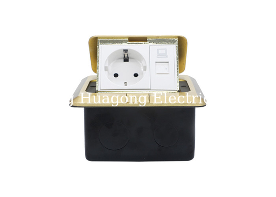 16A 250V RJ45 Floor Socket , Brass Alloy Floor Outlets In Concrete / Wooden Floor