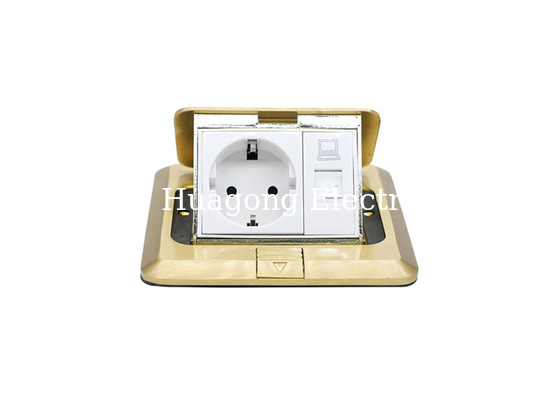 16A 250V RJ45 Floor Socket , Brass Alloy Floor Outlets In Concrete / Wooden Floor
