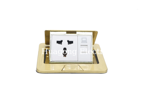 Pop - Up RJ45 Floor Socket With Universal Power Outlet For Computer Room