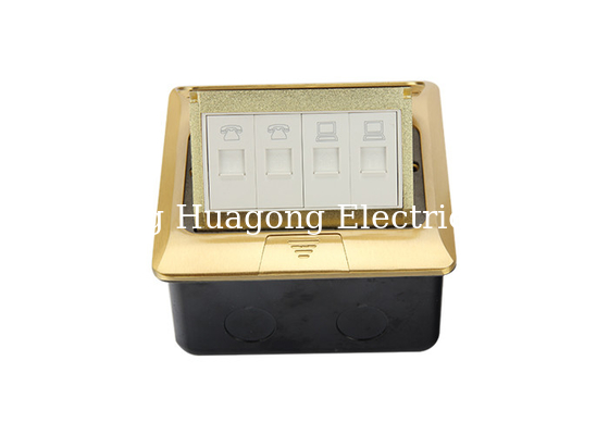 RJ45 Floor Monument Receptacle Golden Panel Spring - Up With Double Data / Telephone Socket