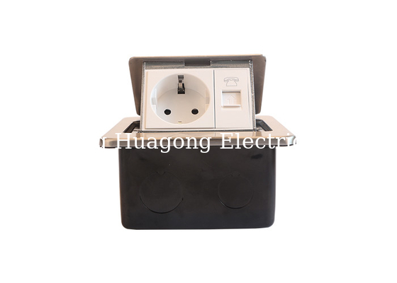 Stainless Steel Covered Floor Box RJ45 Silver Color With Germany Power Socket