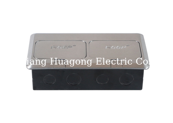 Aluminium Alloy Panel RJ45 Duplex Floor Outlet With 2 Gang EU Socket And 2 Data Jack