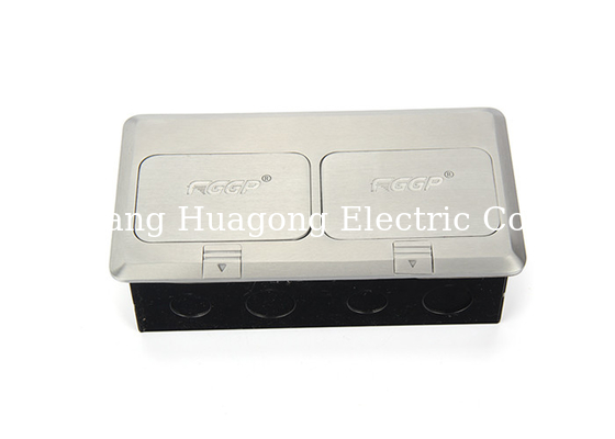 Aluminium Alloy Double Floor Socket Silver Duplex Floor Box 2 Power 2 Network