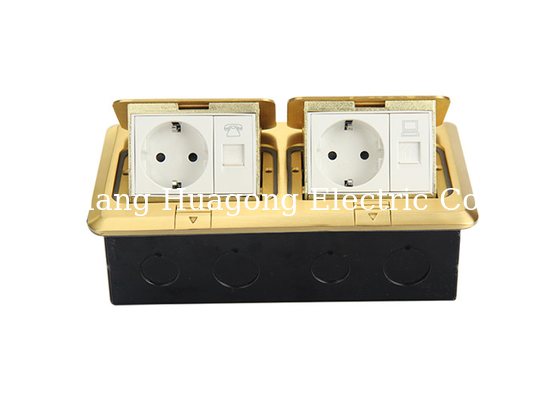 Brass Alloy Double Floor Socket 2 Gang Socket Outlet With Quick Connect