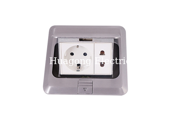 Home / Office Floor Mounted Power Sockets Square Shape Drawnench Silver Color