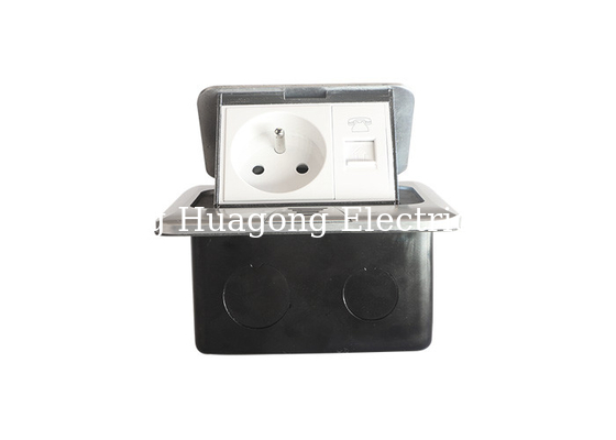 French Standard Square Pop Up Outlet Brushed Silver Panel AC 110 ~ 250V 16A