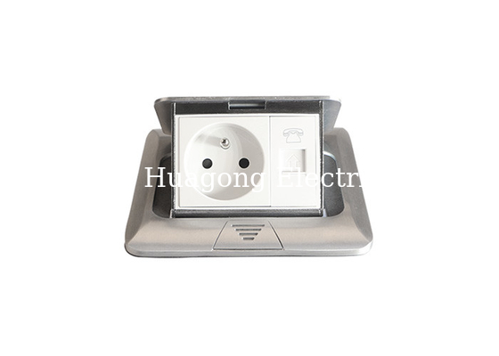 French Standard Square Pop Up Outlet Brushed Silver Panel AC 110 ~ 250V 16A