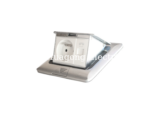 French Standard Square Pop Up Outlet Brushed Silver Panel AC 110 ~ 250V 16A