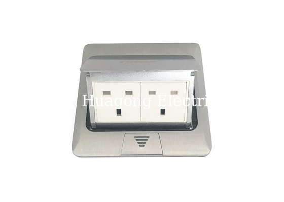 Silver Color Pop Up Floor Mounted Outlet Box With 2 Ways British Socket