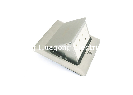 Silver Color Pop Up Floor Mounted Outlet Box With 2 Ways British Socket