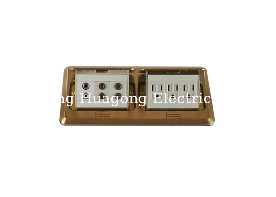 Gold Color Polished Brass Alloy 2 Gangs Euro Standard Pop Up Floor Outlet With USB Socket