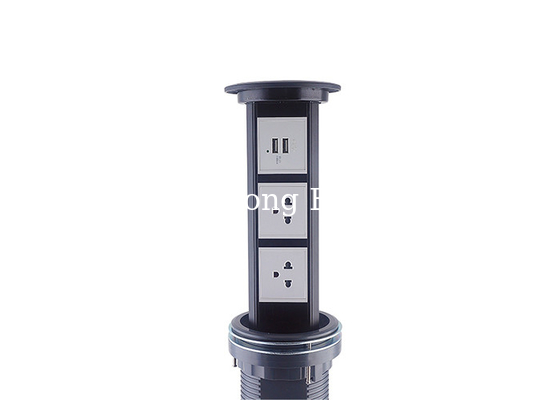 Silver Body Kitchen Pop Up Sockets , Pop Up Outlet Kitchen For Different Standard Plugs
