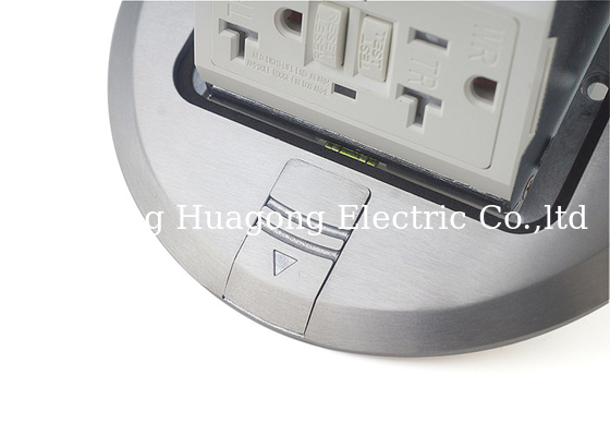 Silver Polished Waterproof Floor Outlet , Duplex 20A Round Pop Up Outlet