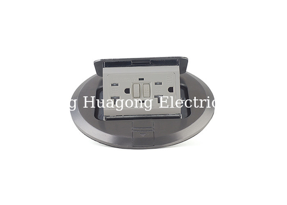 Silver Polished Waterproof Floor Outlet , Duplex 20A Round Pop Up Outlet