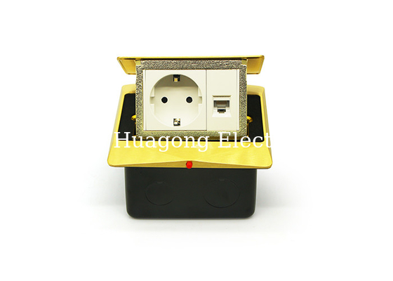 Splash Proof Floor Mounted Power Outlet Golden Color With Internet Data CAT5