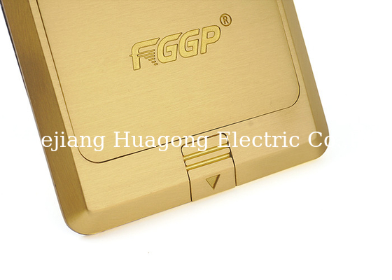 Golden Waterproof Floor Outlet , Granite Flooring Mounted Pop Out Outlet With RJ45 Socket