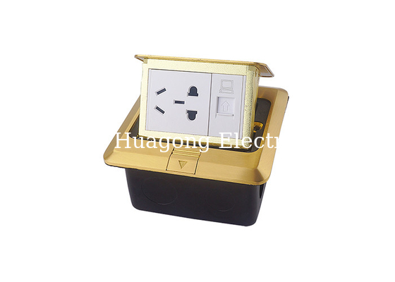 Golden Waterproof Floor Outlet , Granite Flooring Mounted Pop Out Outlet With RJ45 Socket