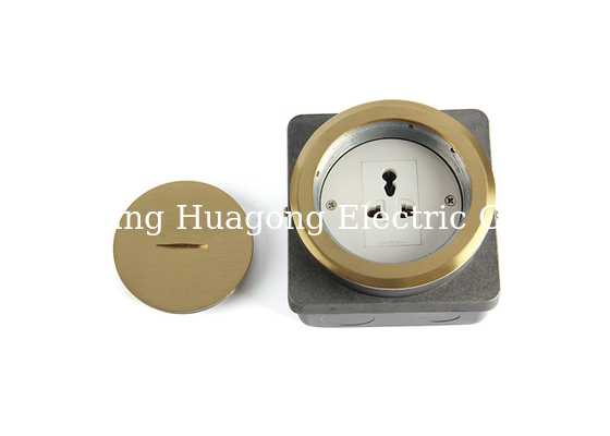 Golden Color Round Floor Socket Brass Circle Cover Coin Open Assembly Kit