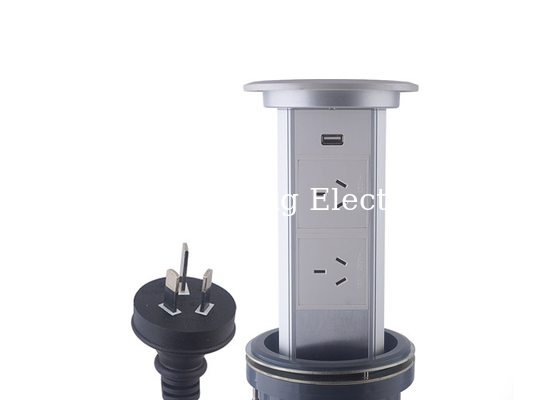 Vertical Pop Up Electrical Outlet Kitchen Counter LED Lighting Design