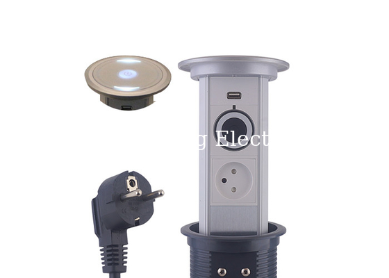 Aluminum Alloy Motorized Pop Up Socket Electricity Protection With Bluetooth Speaker
