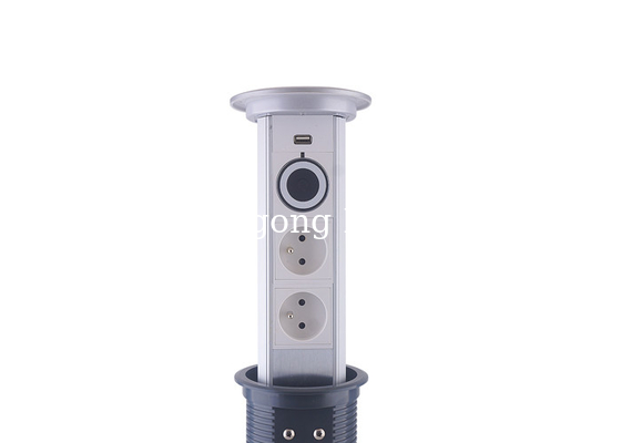 Sensiopod Motorized Pop Up Electrical Power Points Silver Top 2 x French Outlets