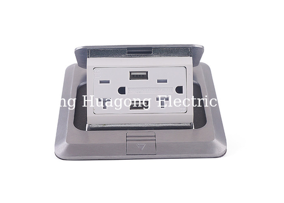 Silver Finish Table Pop Up Outlets For Convenience Aluminium Alloy Cover