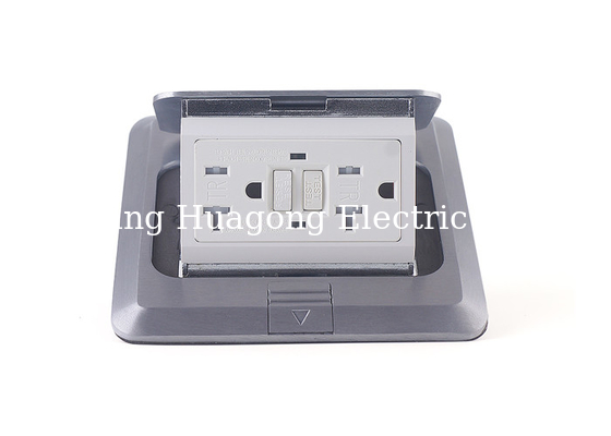 Square Shape Waterproof Floor Outlet Pop Up Design GFCI Tamper Resistant