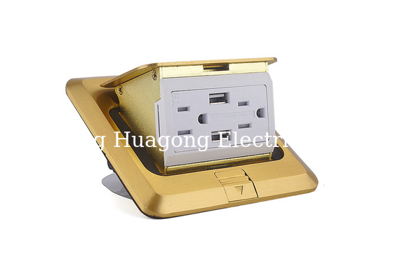Brass Cover Table Pop Up Outlets Waterproof Floor Outlet With USB Charger