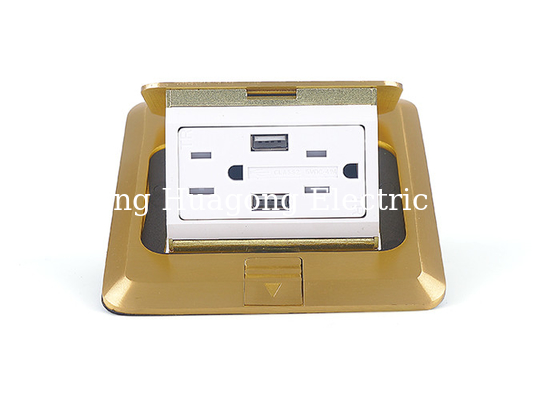 Brass Cover Table Pop Up Outlets Waterproof Floor Outlet With USB Charger