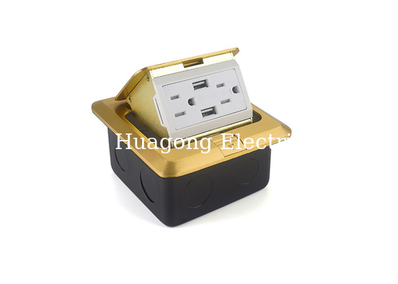 Brass Cover Table Pop Up Outlets Waterproof Floor Outlet With USB Charger