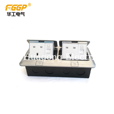Silver Color Polished Double Floor Socket UK Aluminium Alloy Floor Socket Box