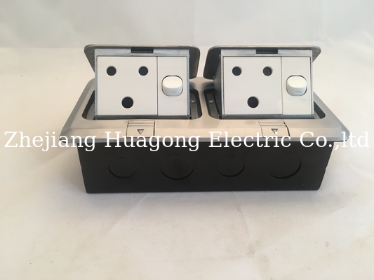 Long Life Pop Up 2 Gang Floor Outlet Aluminium Alloy Switched Floor Socket
