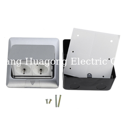 Popular Silver EU Plug Pop Up Double Floor Socket / 2 Gang Power Socket