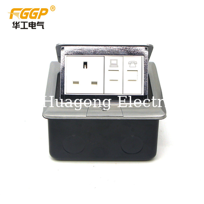 Aluminium Built In Pop Up Floor Receptacle With Double Positions India Type Socket