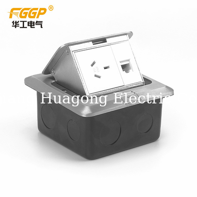 Australia Standard Pop Up Floor Socket Metworking Brushed Silver Panel