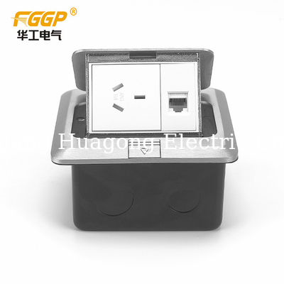 Australia Standard Pop Up Floor Socket Metworking Brushed Silver Panel