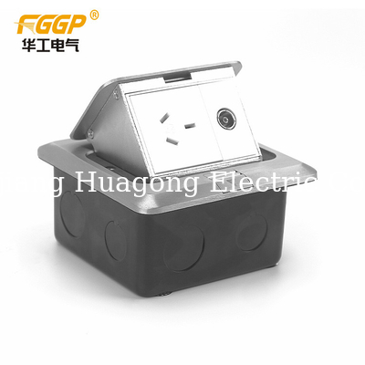 TV Silver Pop Up Floor Socket , Floor Mounted Electrical Outlet AU Standard