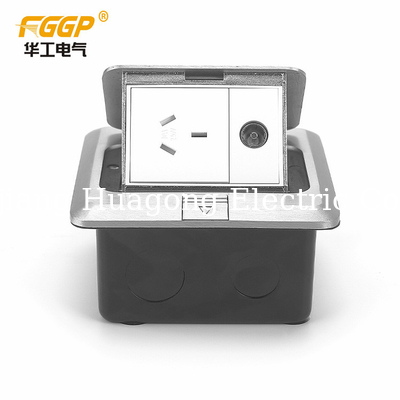 TV Silver Pop Up Floor Socket , Floor Mounted Electrical Outlet AU Standard