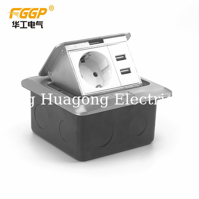 Home Pop Up Floor Socket , Square Floor Mounted Power Sockets With 2 Usb