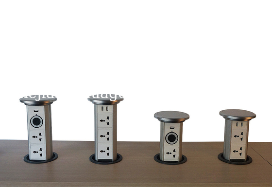 White Pull Up Socket Deskop Kitchen Benchtop Power Outlet CE Certificate