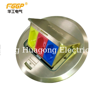 Round 3 Way Pop Up Floor Outlet , Floor Receptacle Socket Box ODM Service